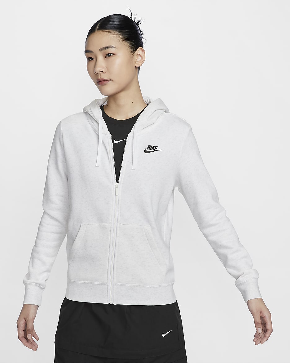 Nike Sportswear Club Fleece Women's Full-Zip Hoodie - Birch Heather/Black