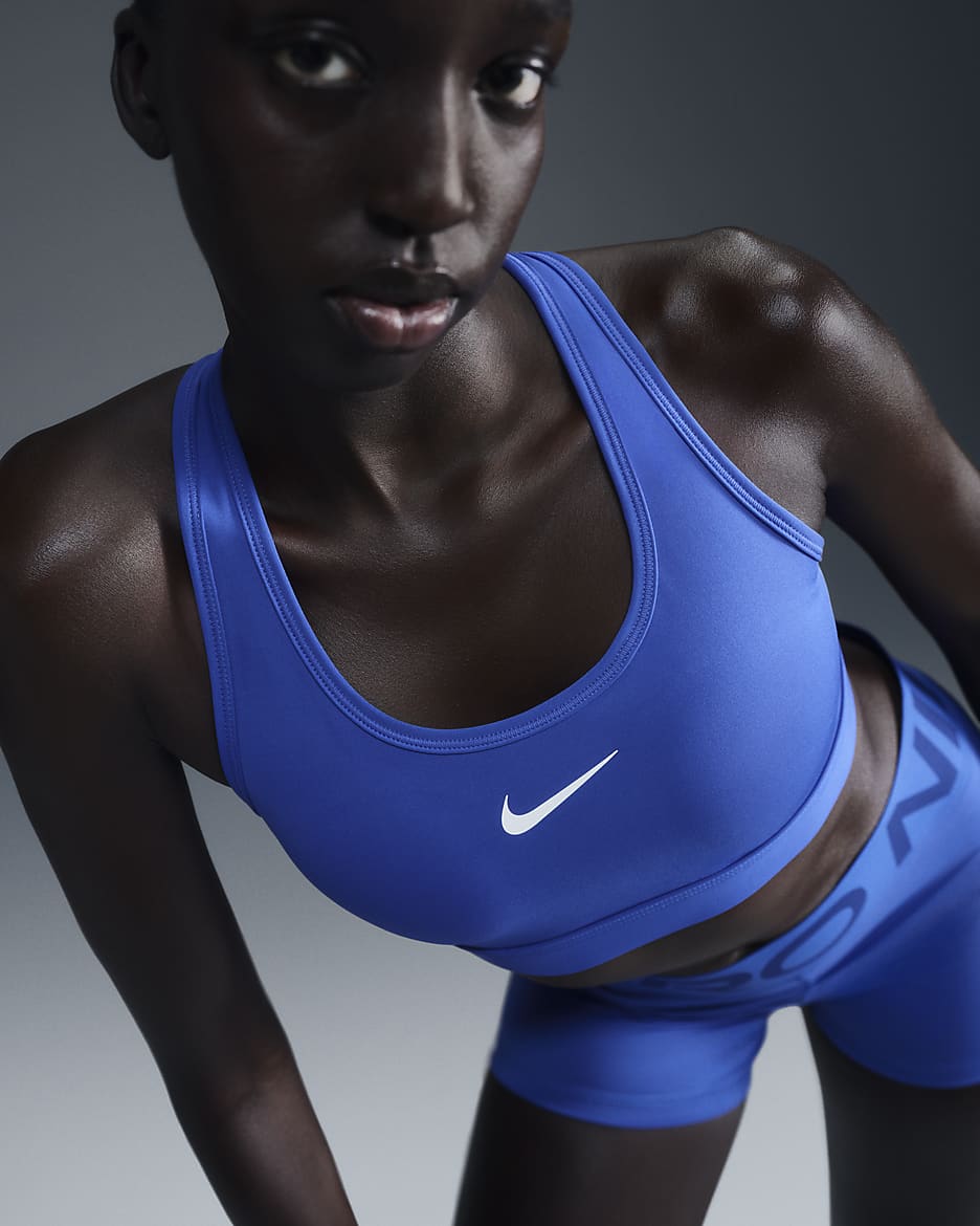 Nike Swoosh Medium Support Women's Padded Sports Bra - Hyper Royal/White