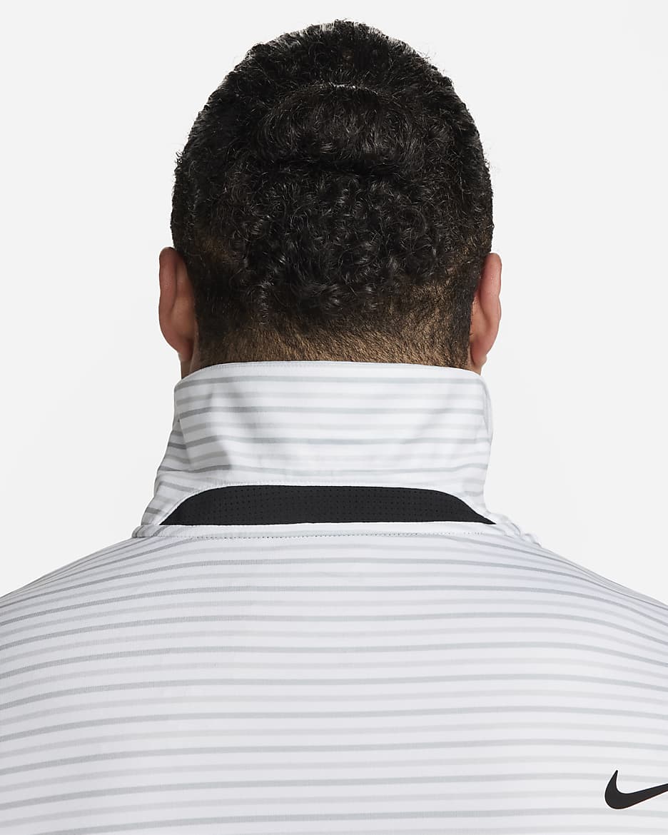 Polo de golf a rayas Dri-FIT para hombre Nike Tour - Blanco/Negro