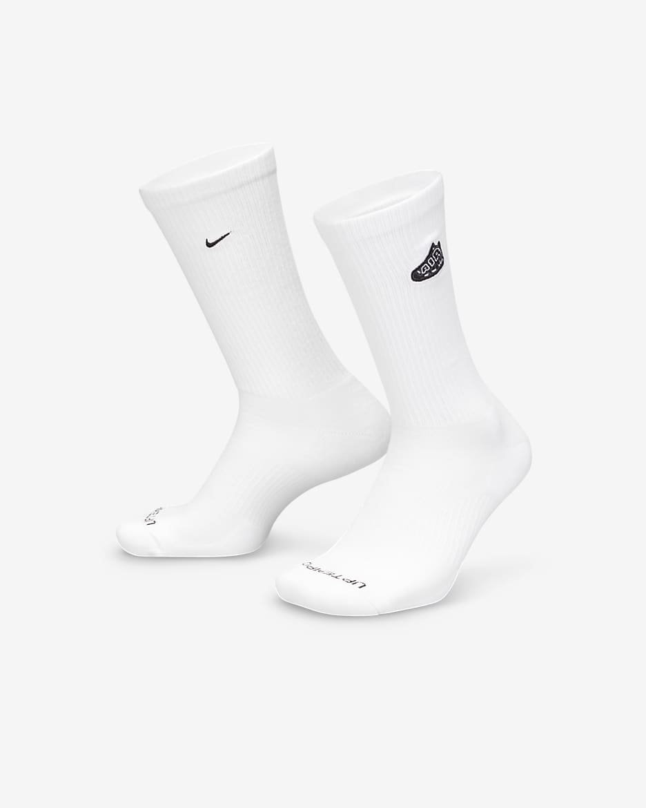Nike Everyday Plus Crew sokken met demping (1 paar) - Wit/Zwart