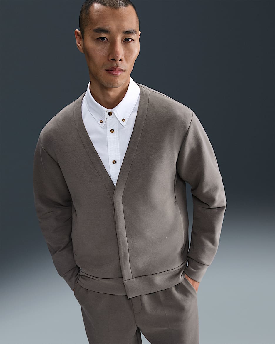 Nike 24.7 ImpossiblySoft Men's Cardigan - Cave Stone/Medium Ash