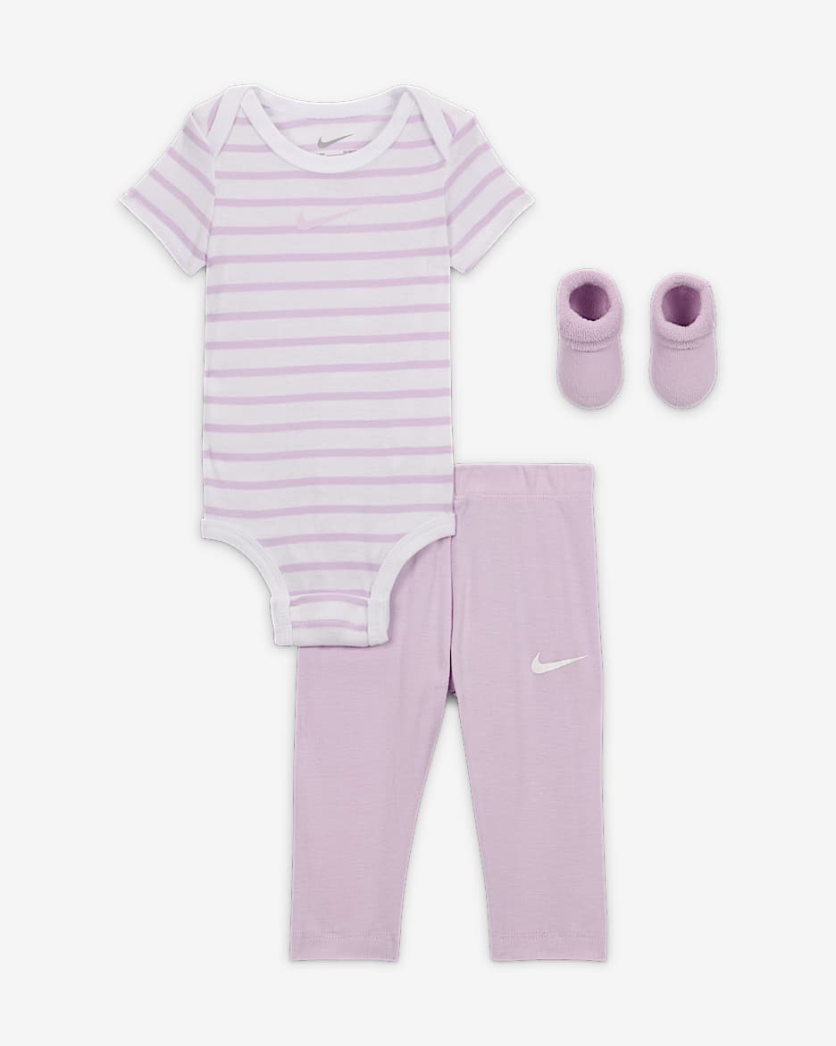 Nike Baby Bodysuit, Pants, and Terry Socks 3-Piece Set - Doll