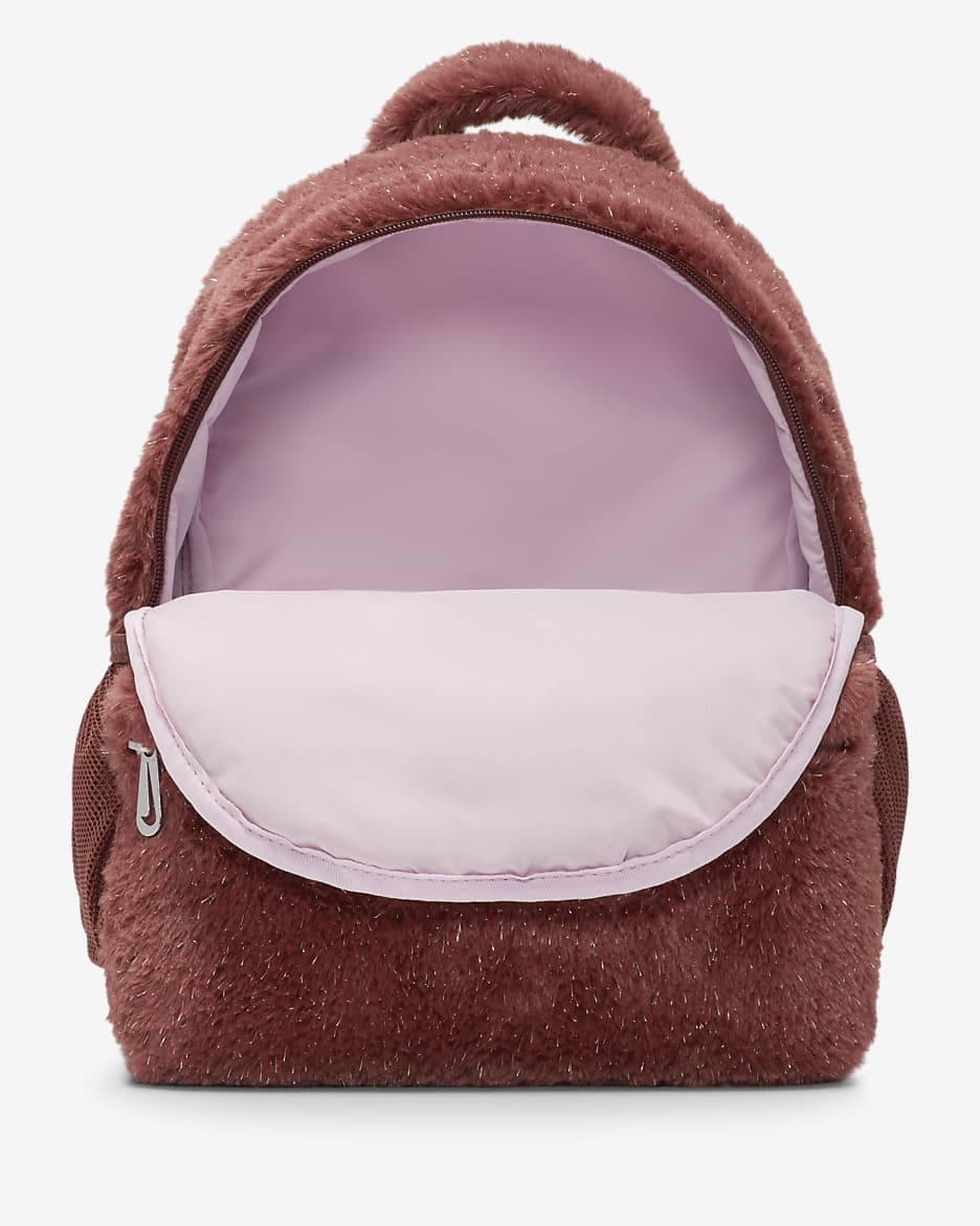 Nike Older Kids' Faux Fur Backpack (11L) - Dark Pony/Dark Pony/Pink Foam