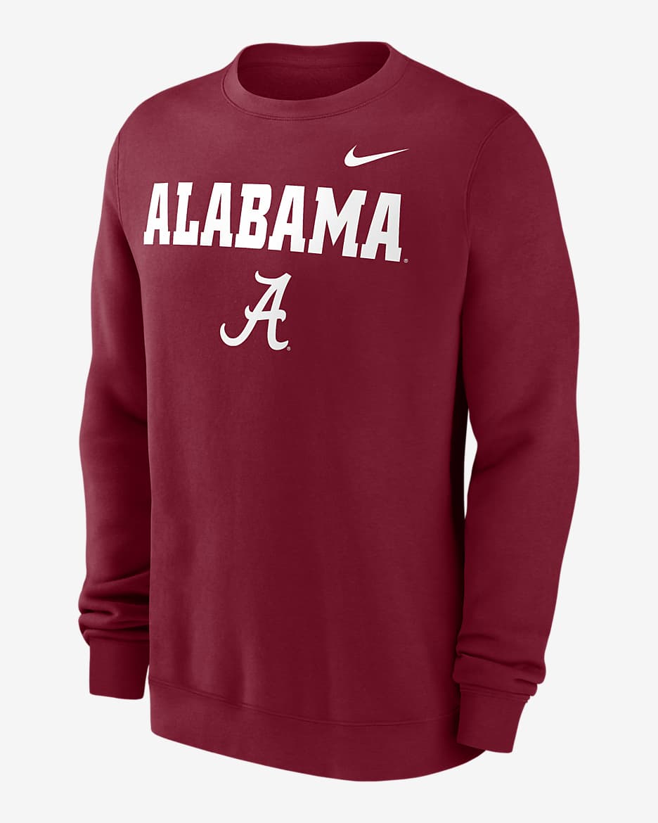 Alabama Crimson Tide Primetime Primary Stack Men's Nike College Pullover Crew - Team Crimson