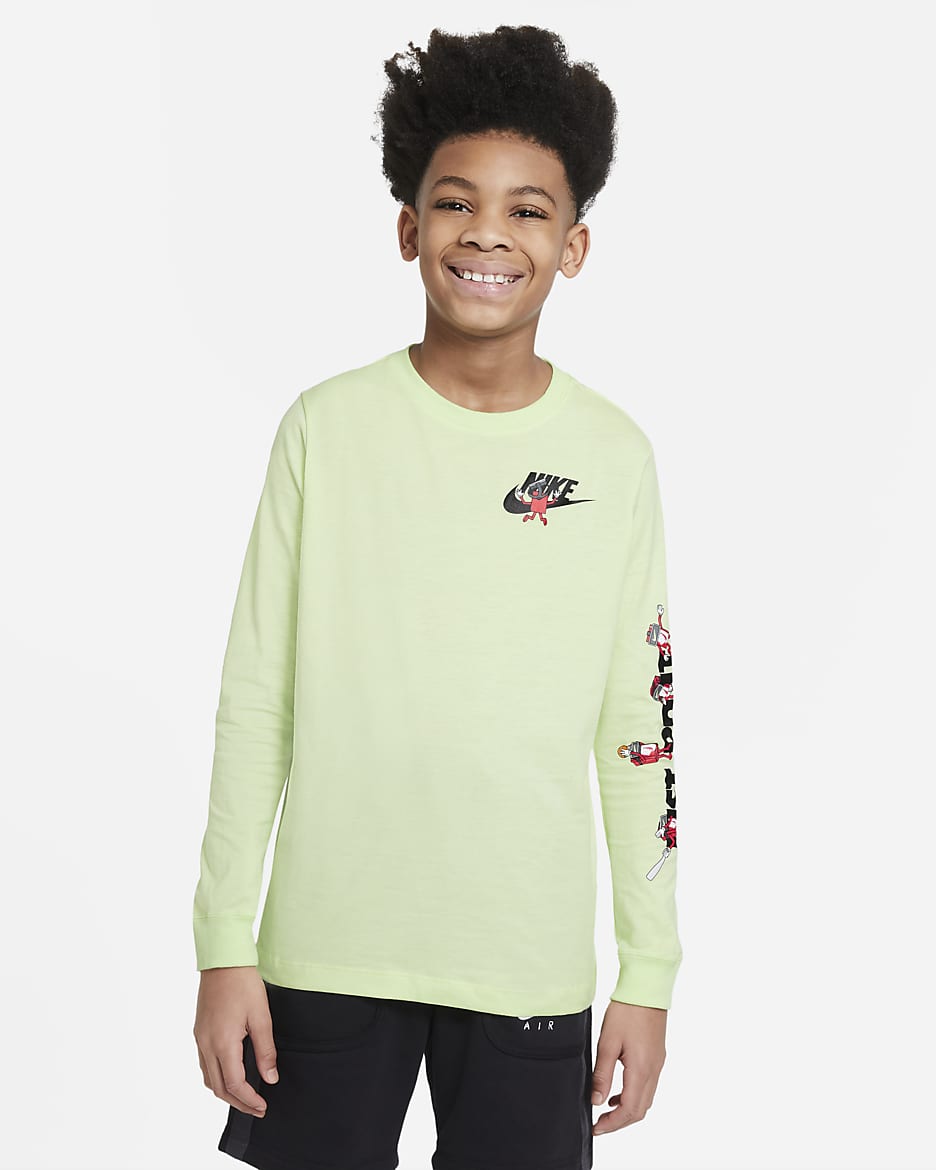Nike Sportswear Big Kids' (Boys') Long-Sleeve T-Shirt - Light Liquid Lime