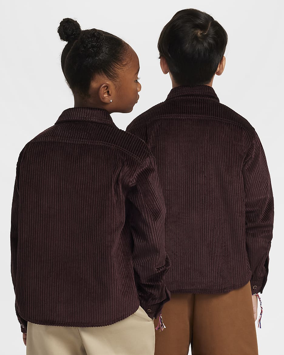 Nike SB Older Kids' Button-Down Layering Top - Burgundy Crush/Dark Pony