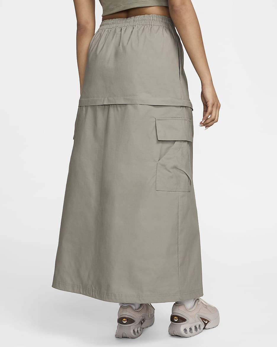 Nike Sportswear Essential Women's Mid-Rise Woven Cargo Midi Skirt - Light Army/Black