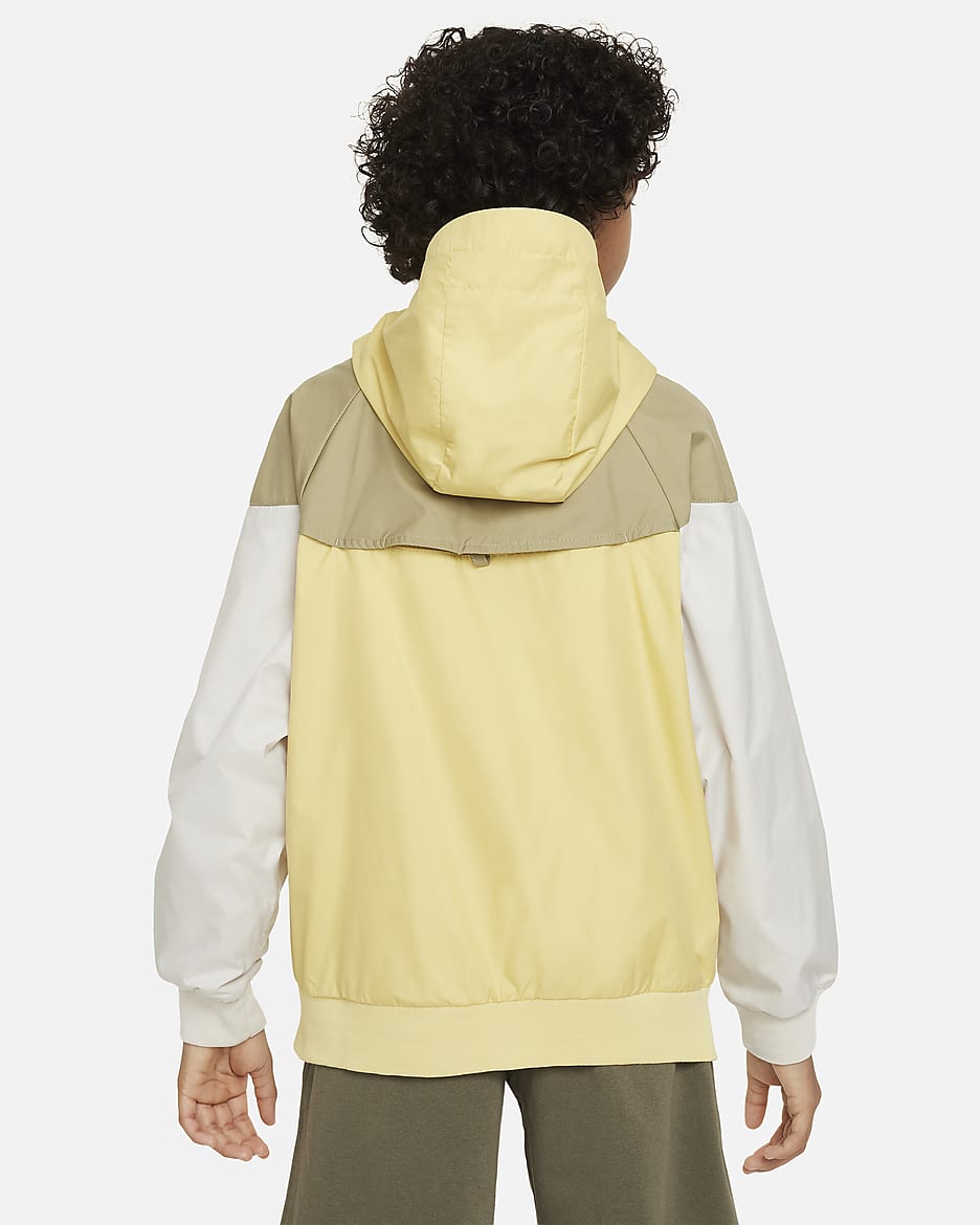 Nike Sportswear Windrunner Big Kids' (Boys') Loose Hip-Length Hooded Jacket - Saturn Gold/Neutral Olive/Light Bone/White