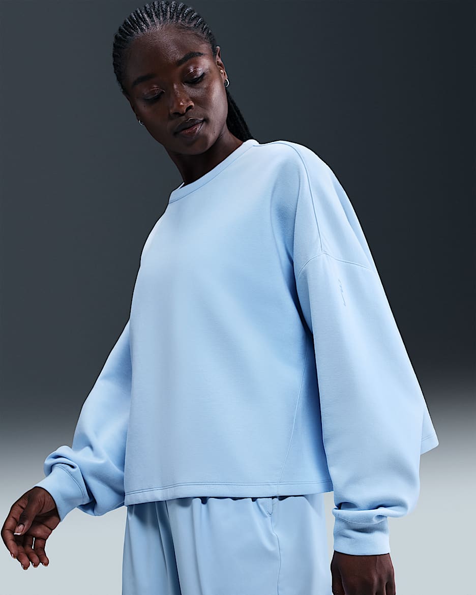 Nike 24.7 ImpossiblySoft Women's Dri-FIT Oversized Crew-Neck Top - Celestine Blue/Psychic Blue
