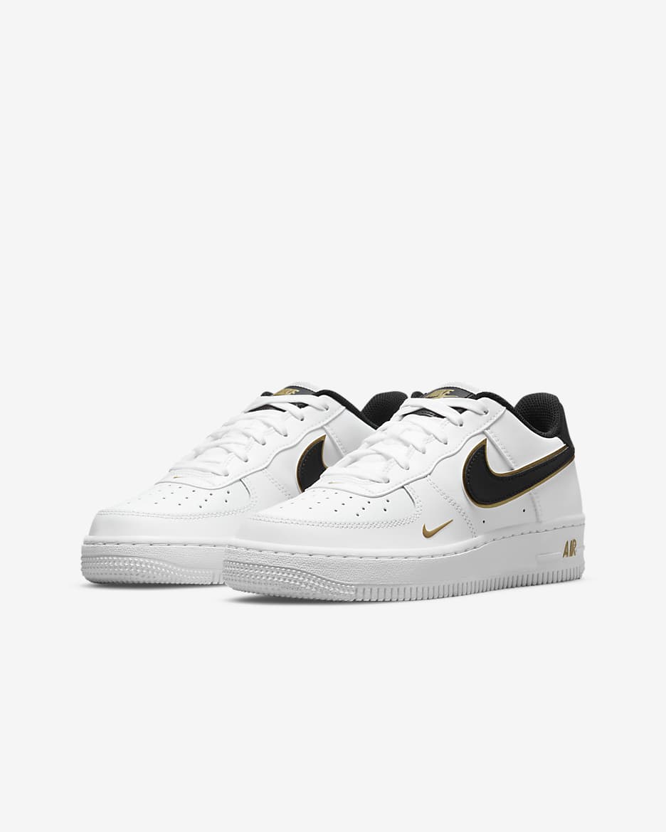 Nike Air Force 1 LV8 Big Kids' Shoes - White/Metallic Gold/White/Black