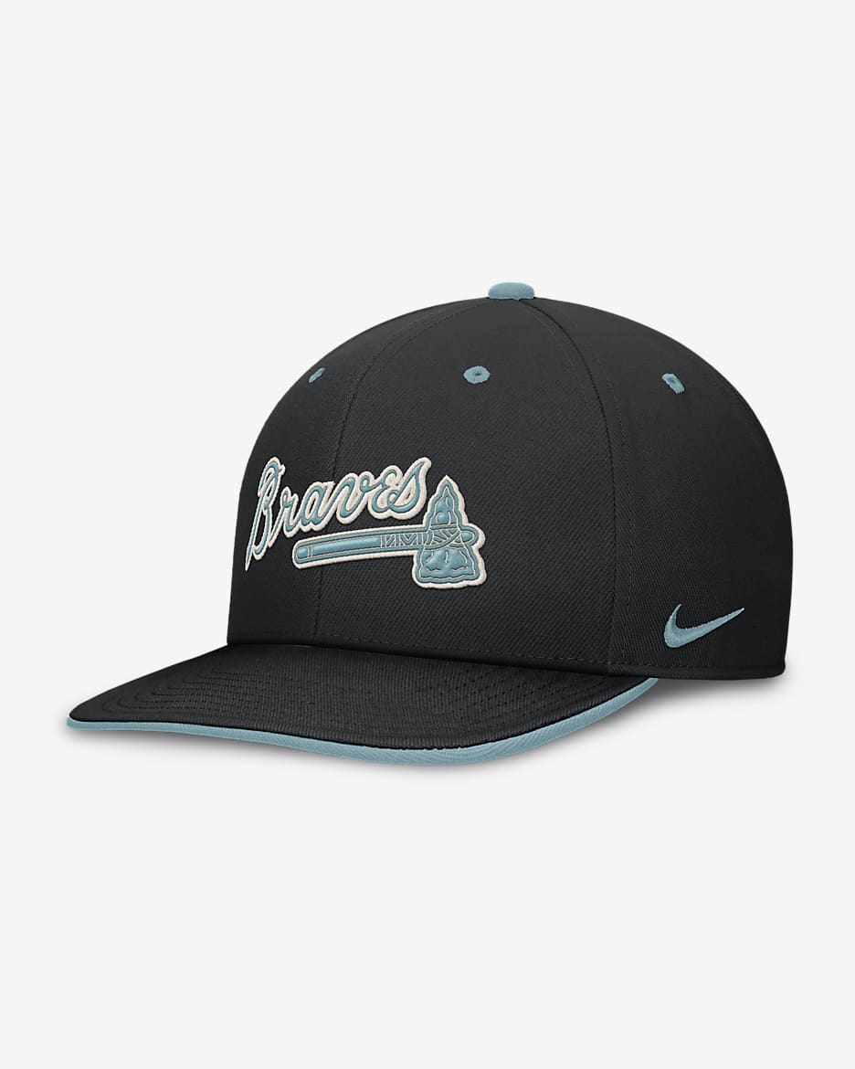 Atlanta Braves Pro Tech Script Men's Nike Dri-FIT MLB Adjustable Hat - Black