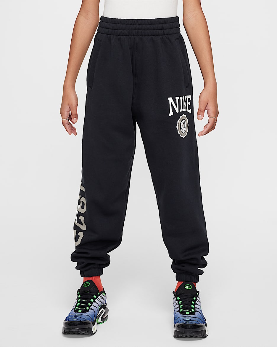 Nike Sportswear Club Fleece Girls' Loose Pants - Black/White