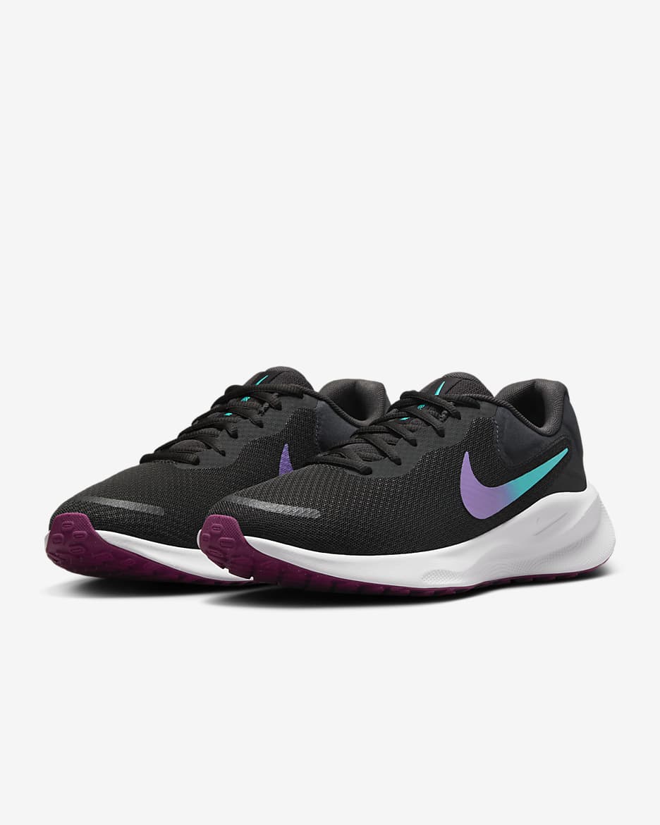 Nike Revolution 7 Women's Road Running Shoes - Dark Smoke Grey/Hyper Violet/White/Dusty Cactus