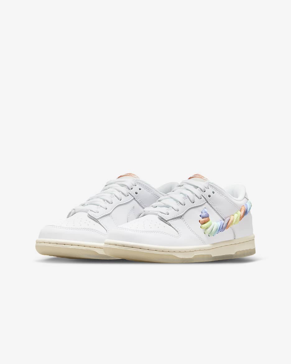 Nike Dunk Low SE Older Kids' Shoes - White/Terra Blush/Light Silver/Multi-Colour