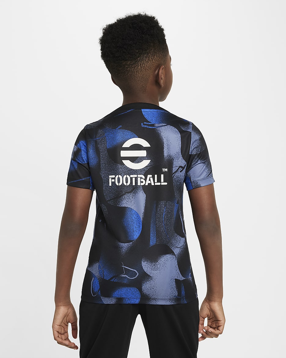 Inter Milan Academy Pro Older Kids' Nike Dri-FIT Football Short-Sleeve Pre-Match Top - Black/Black/Diffused Blue/White