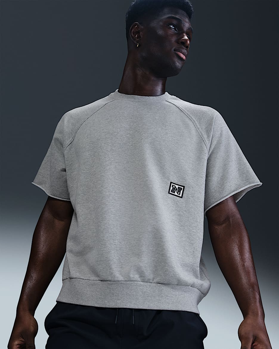 Camisola de fitness de manga curta em lã cardada Dri-FIT Nike Heritage para homem - Cinzento Smoke claro/Heather/Cinzento Smoke claro/Cinzento Smoke claro