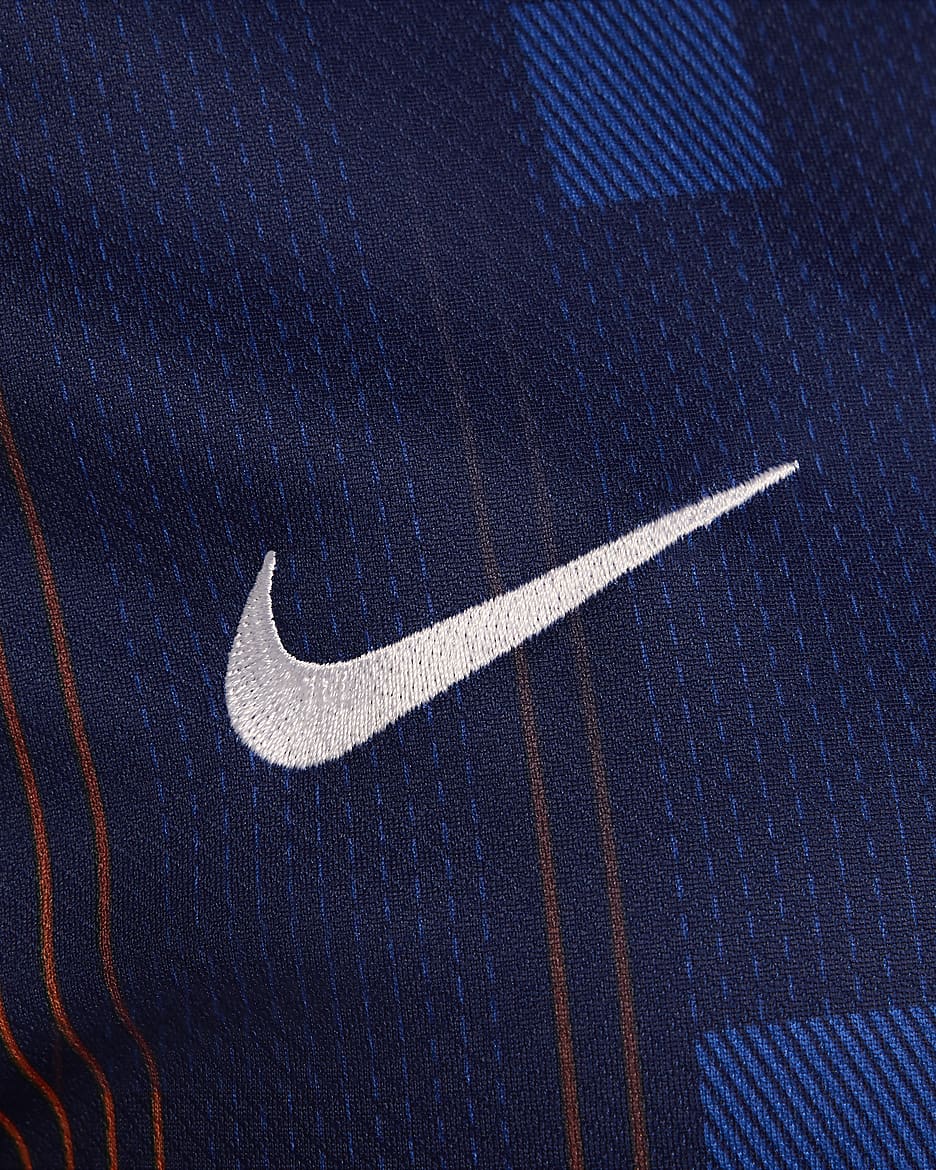 Netherlands (Men's Team) 2024/25 Stadium Away Women's Nike Dri-FIT Football Replica Shirt - Blue Void/Safety Orange/Copa/White