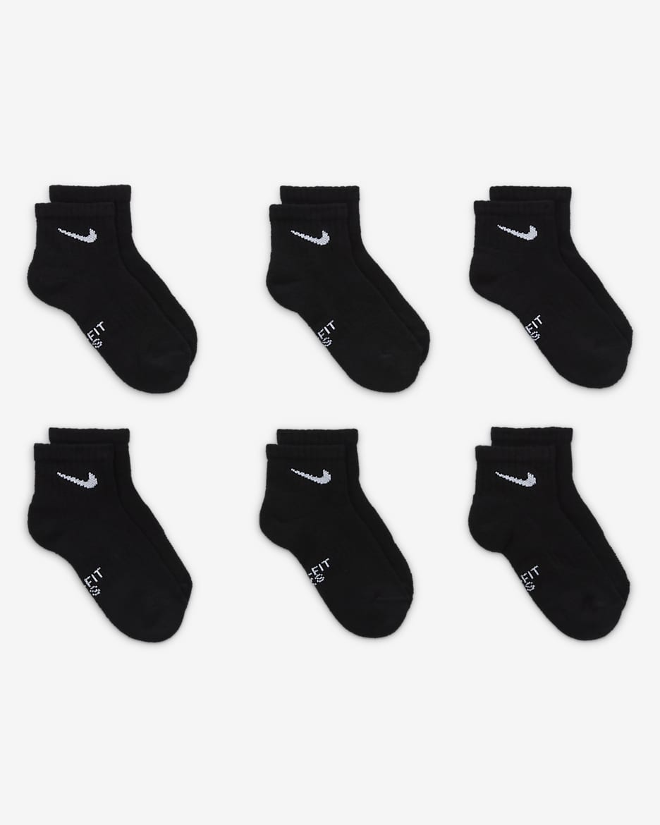 Nike Dri-FIT Performance Basics Little Kids' Ankle Socks (6 Pairs) - Black