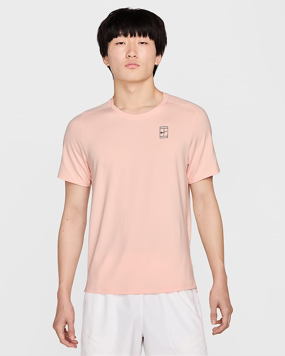 NikeCourt Advantage Men's Dri-FIT Tennis Top - Washed Coral/Black