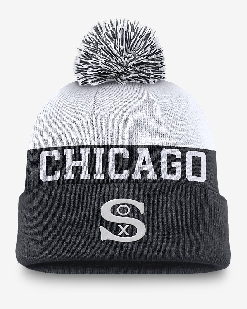Chicago White Sox Rewind Peak Men's Nike MLB Cuffed Pom Beanie - Navy