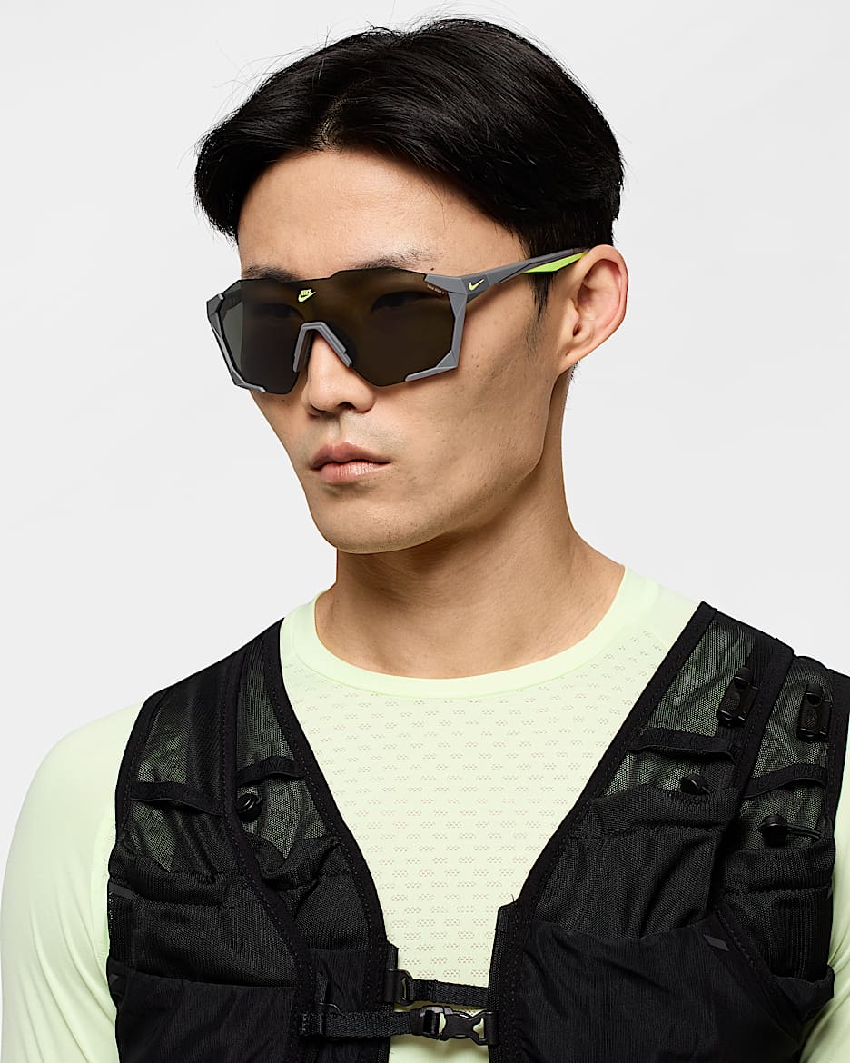 Nike Charged Shield Sunglasses - Smoke Grey/Volt