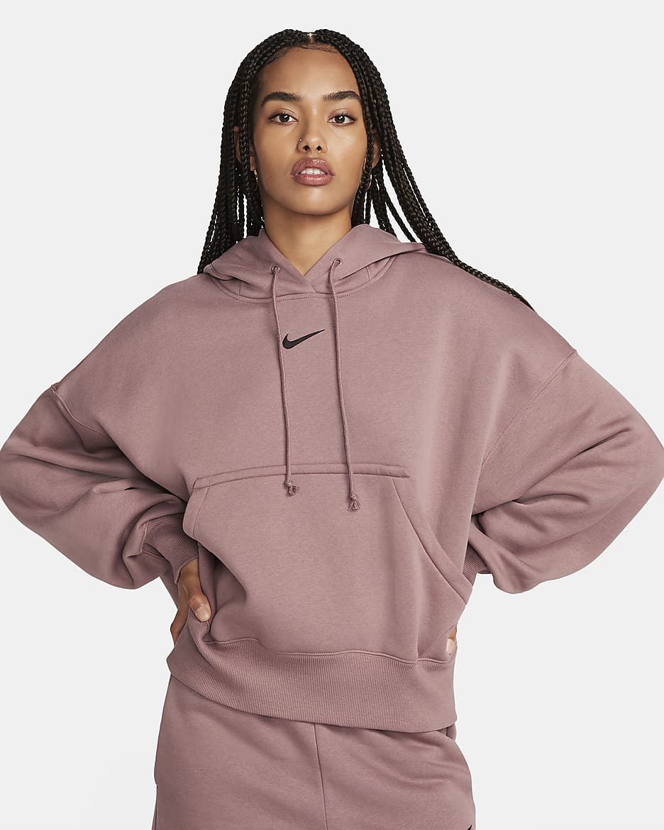 Nike Sportswear Phoenix Fleece Women's Over-Oversized Pullover Hoodie - Smokey Mauve/Black