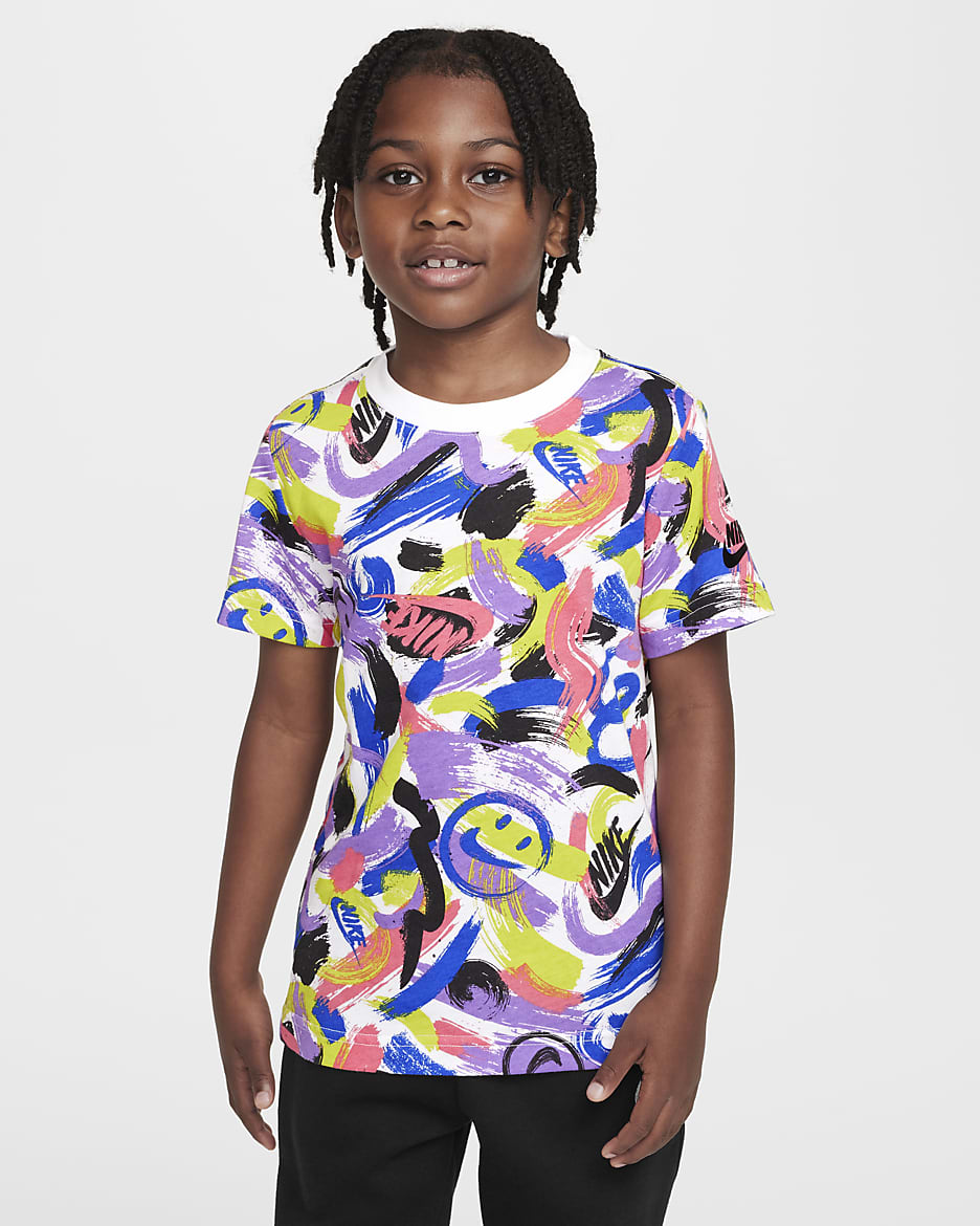 Playera estampada para niños talla pequeña Nike "Express Yourself" - Blanco