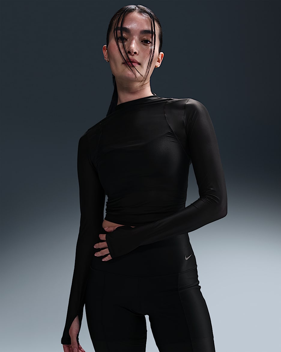 เสื้อแขนยาวผู้หญิงผ้าโปร่ง Dri-FIT Nike Zenvy - ดำ