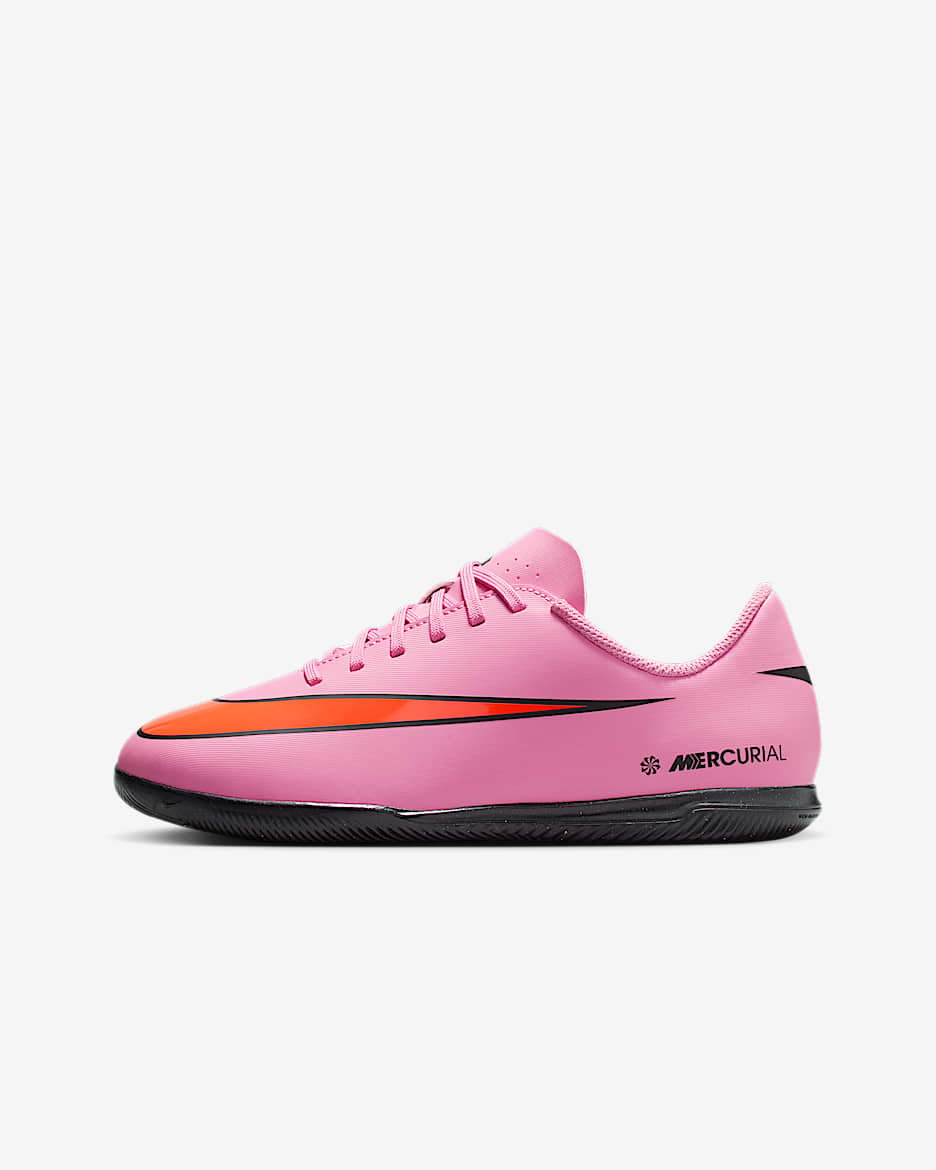 Nike Jr. Mercurial Vapor 16 Club Little/Big Kids' Indoor/Court Low-Top Soccer Shoes - Magic Flamingo/Total Crimson/Black
