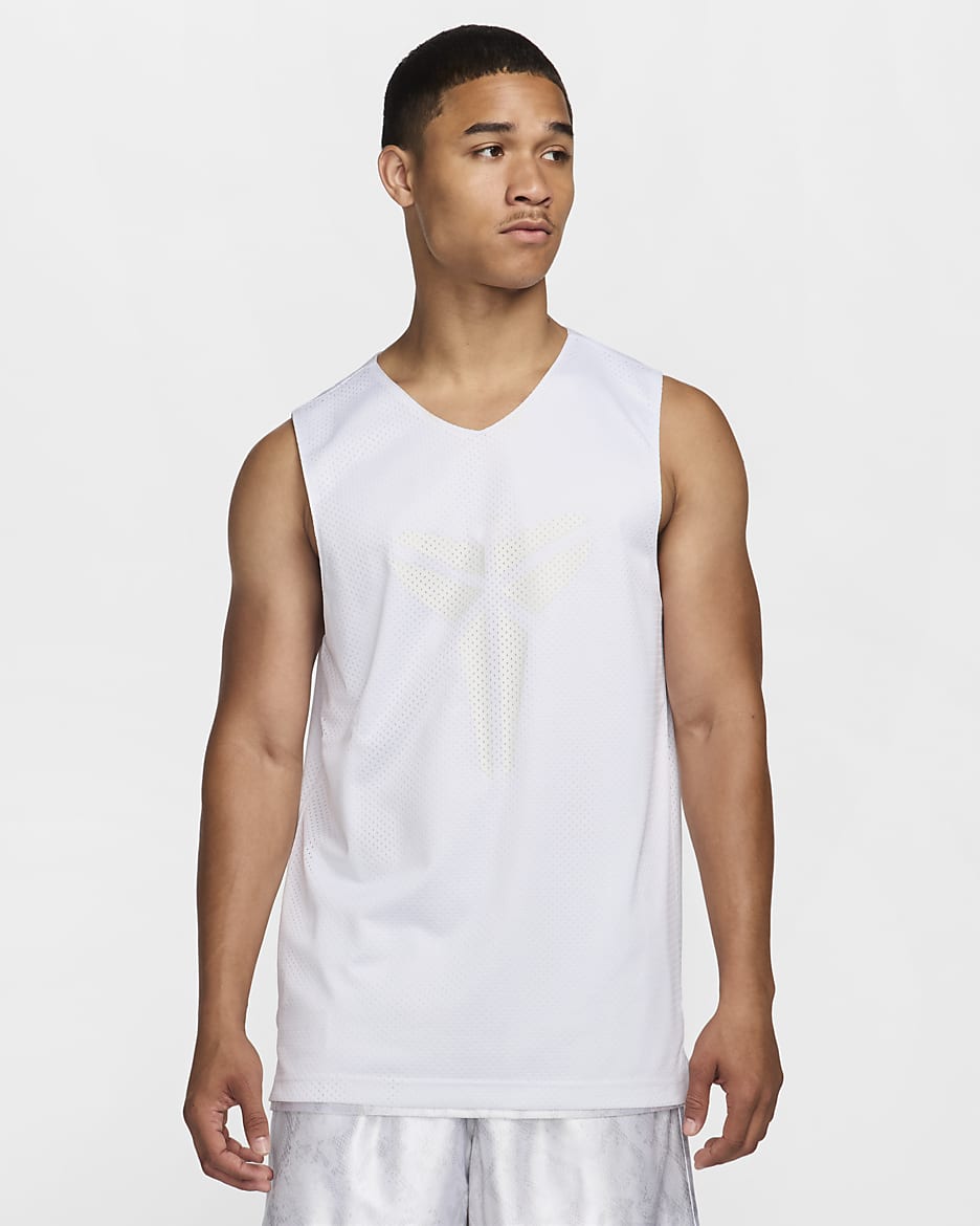 KB Men's Nike Dri-FIT Standard Issue Reversible Basketball Jersey - White/White/Summit White