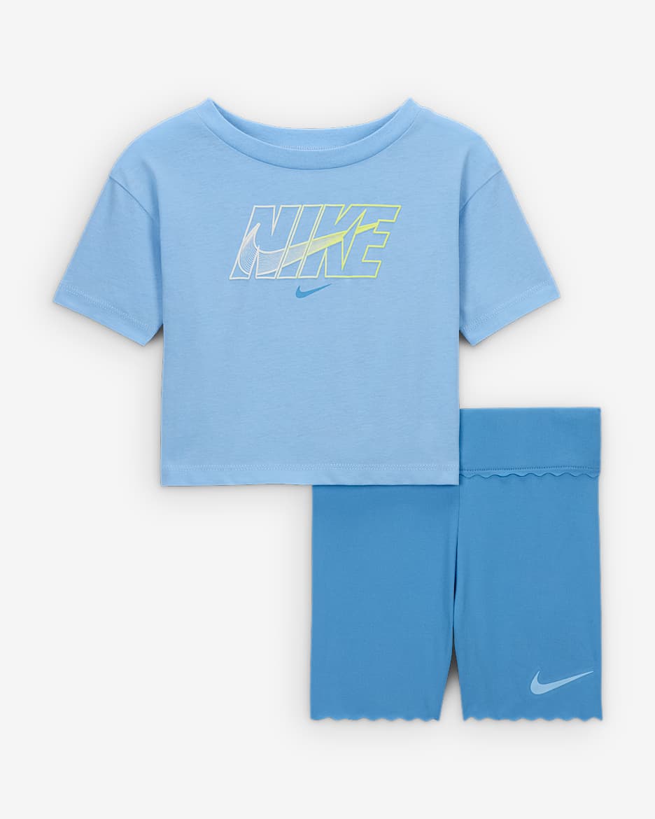 Conjunto de 2 piezas de shorts de ciclismo para bebé Nike Dri-FIT Swoosh Motion - Azul extremo