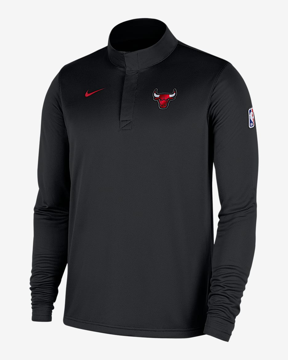 Chicago Bulls Men's Nike Dri-FIT NBA 1/4-Zip Long-Sleeve Top - Black/University Red
