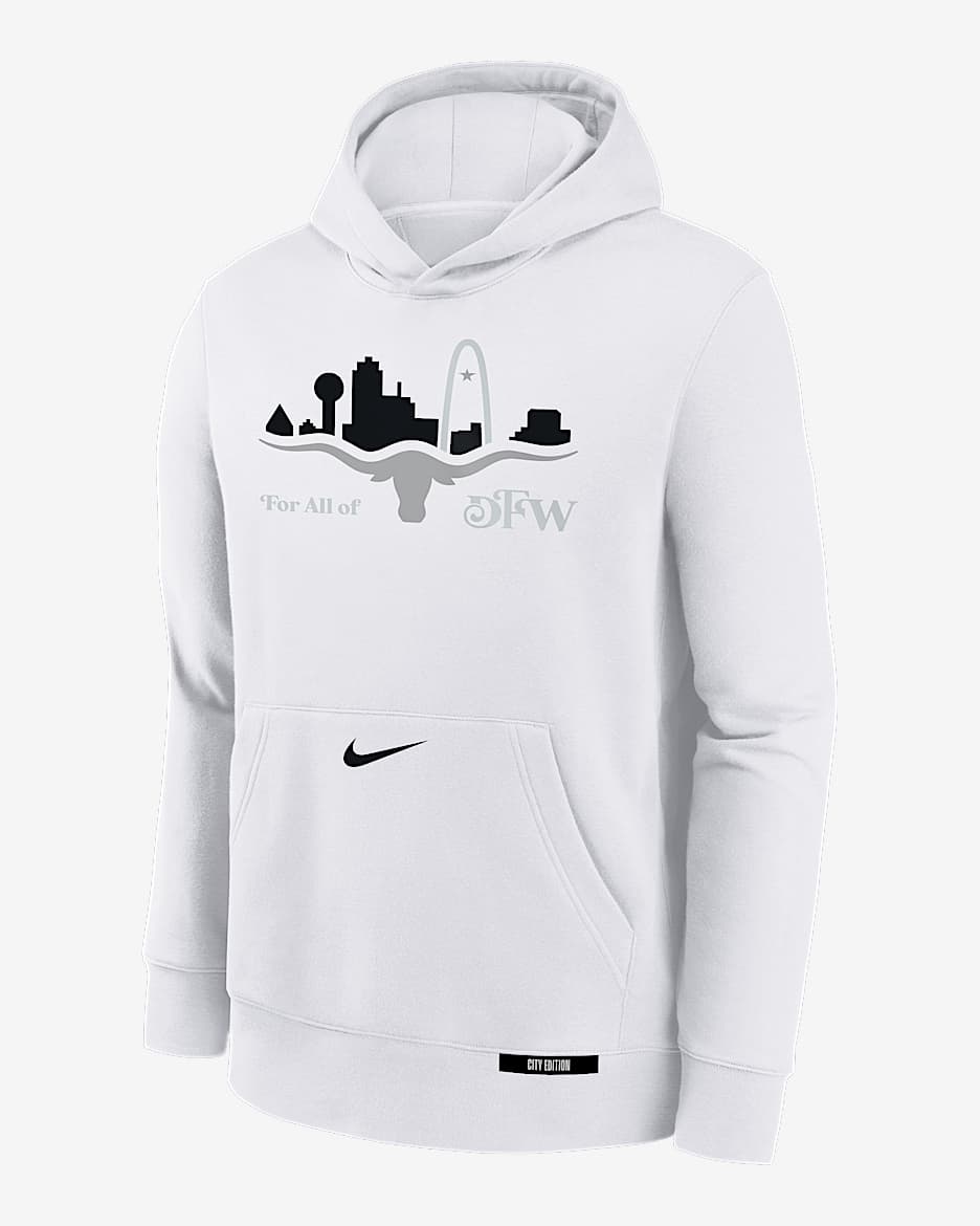 Sudadera con gorro sin cierre Nike de la NBA para niños talla grande Dallas Mavericks Club City Edition - Blanco