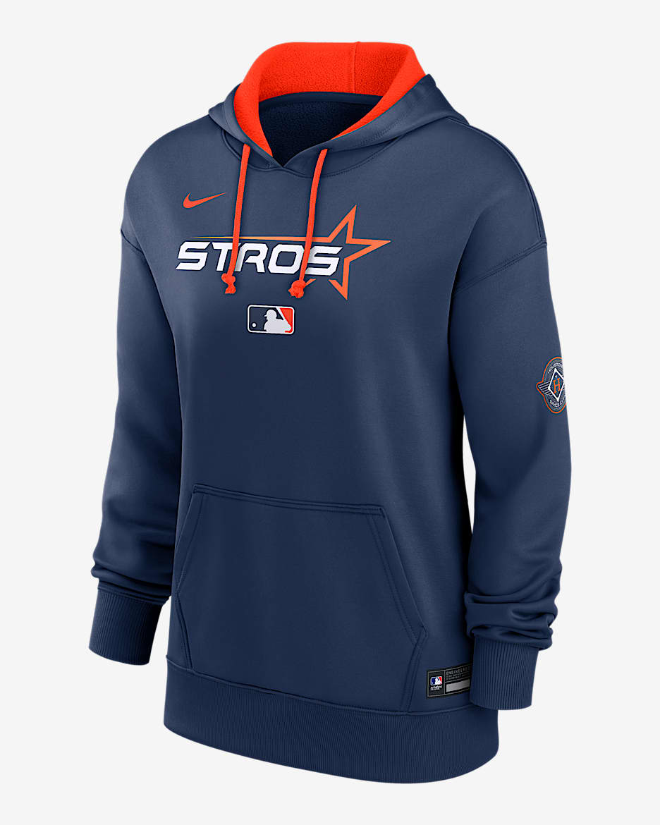 Sudadera con gorro sin cierre Nike Therma de la MLB para mujer Houston Astros Authentic Collection City Connect - Azul marino