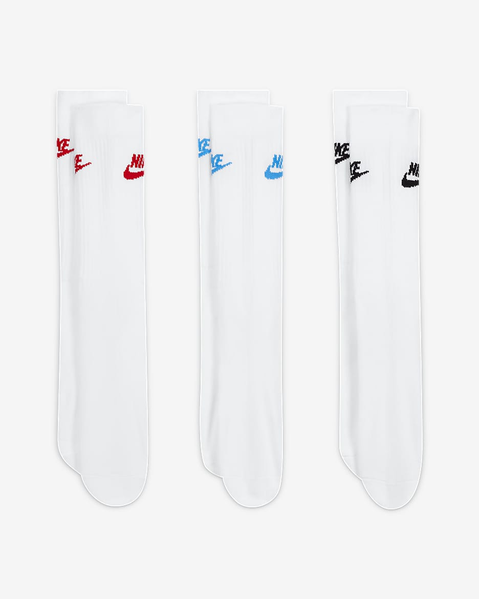 Nike Sportswear Everyday Essential Crew Socks (3 Pairs) - Multi-Colour