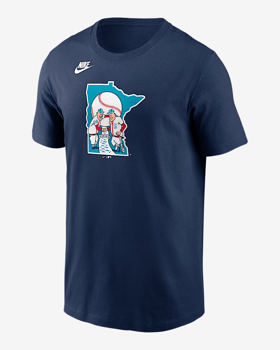 Playera Nike de la MLB para hombre Minnesota Twins Cooperstown Team Logo - Azul marino