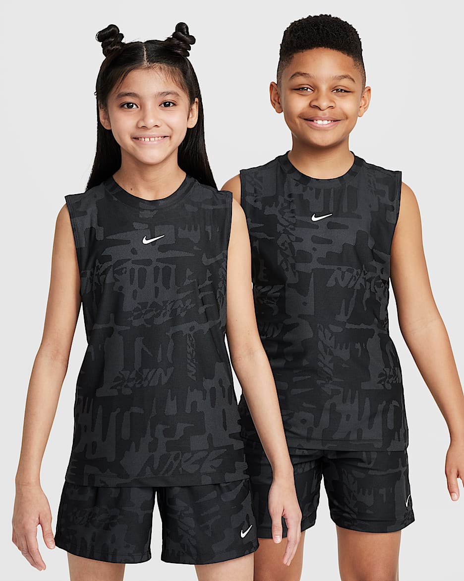 Nike Multi Older Kids' Dri-FIT Sleeveless Top - Black/White