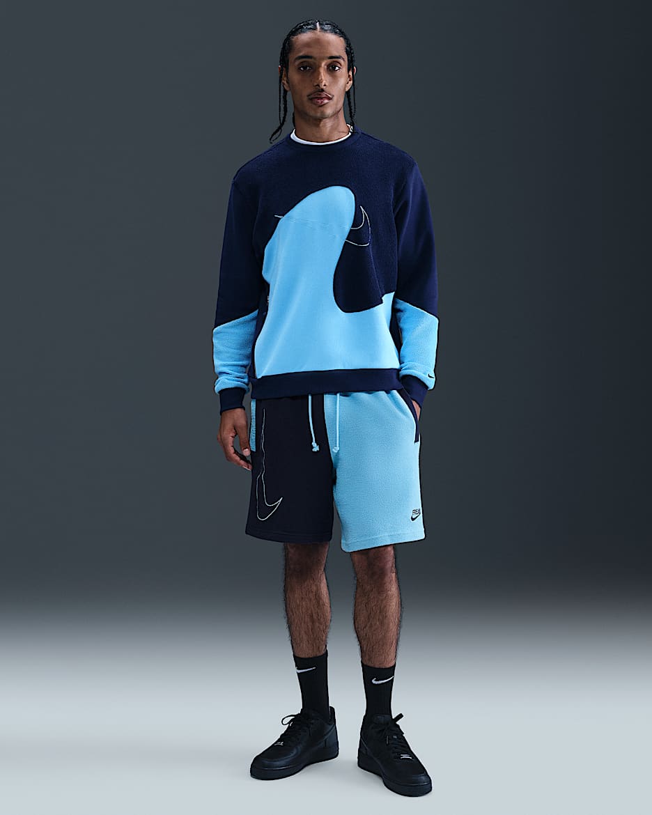 Giannis Standard Issue Men's 20.5cm (approx. Fleece Basketball Shorts - College Navy/Aquarius Blue/College Navy