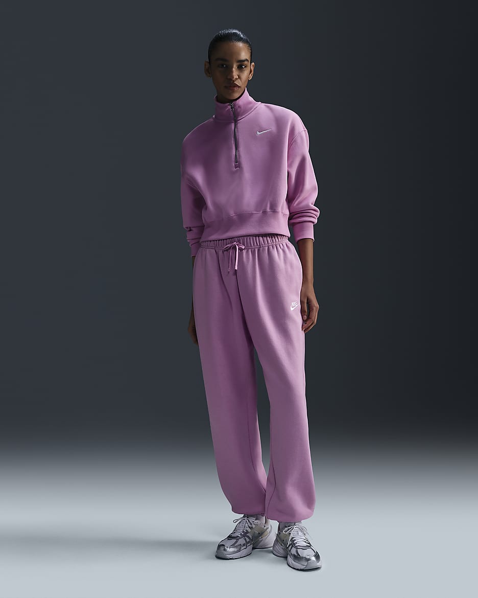 Nike Sportswear Club Fleece Women's Mid-Rise Oversized Sweatpants - Beyond Pink/White
