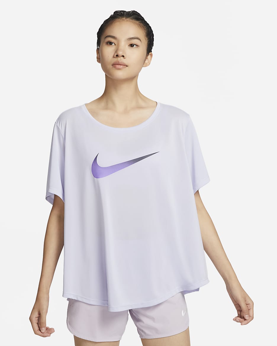 Nike Dri-FIT One Women's Short-Sleeve Running Top (Plus Size) - Oxygen Purple