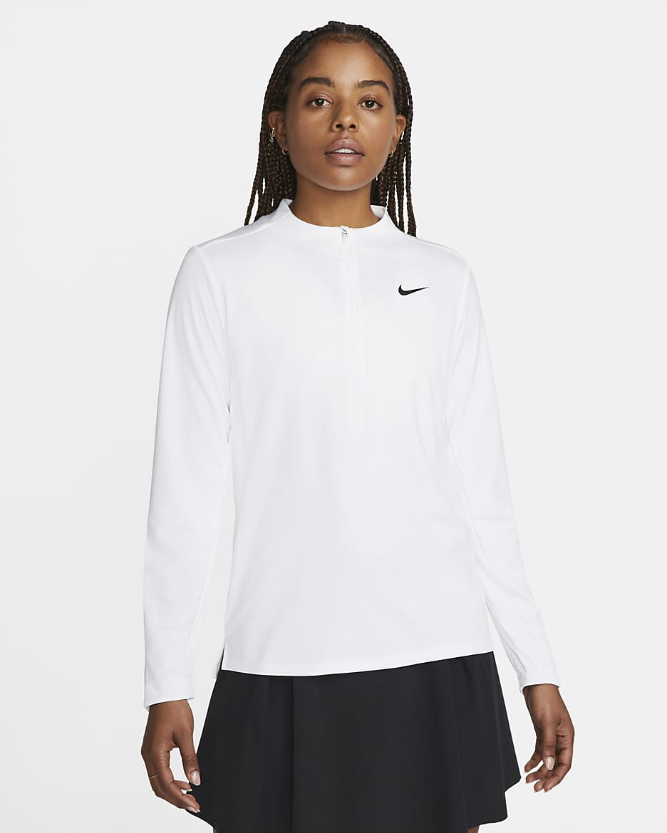 Nike Dri-FIT UV Advantage Camiseta con media cremallera - Mujer - Blanco/Negro