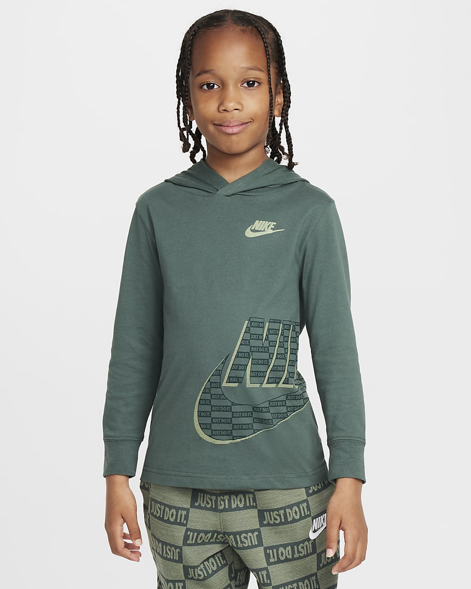 Nike "Just Do It" Little Kids' Futura Wrap Long Sleeve T-Shirt - Vintage Green