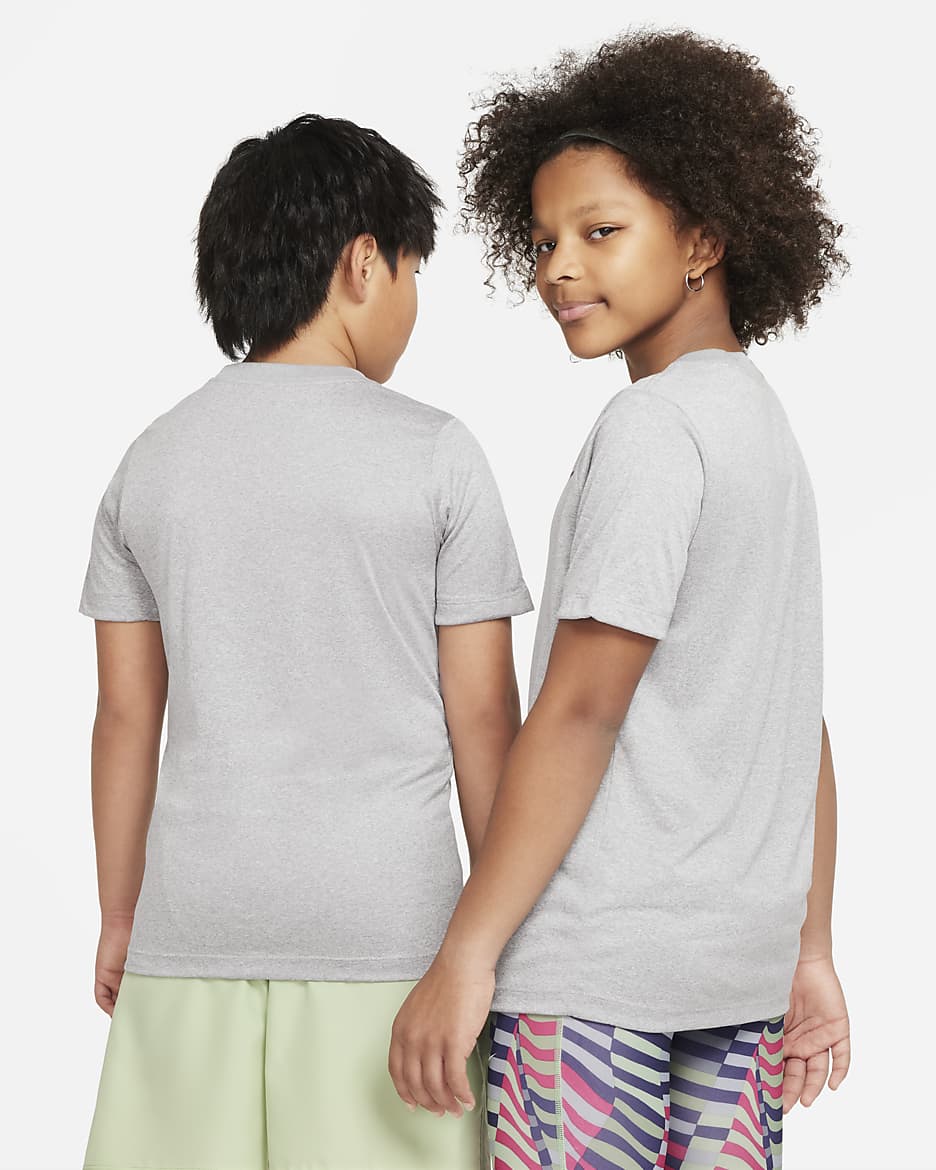 Nike Dri-FIT Legend Older Kids' Training T-Shirt - Tumbled Grey/Flat Silver/Heather