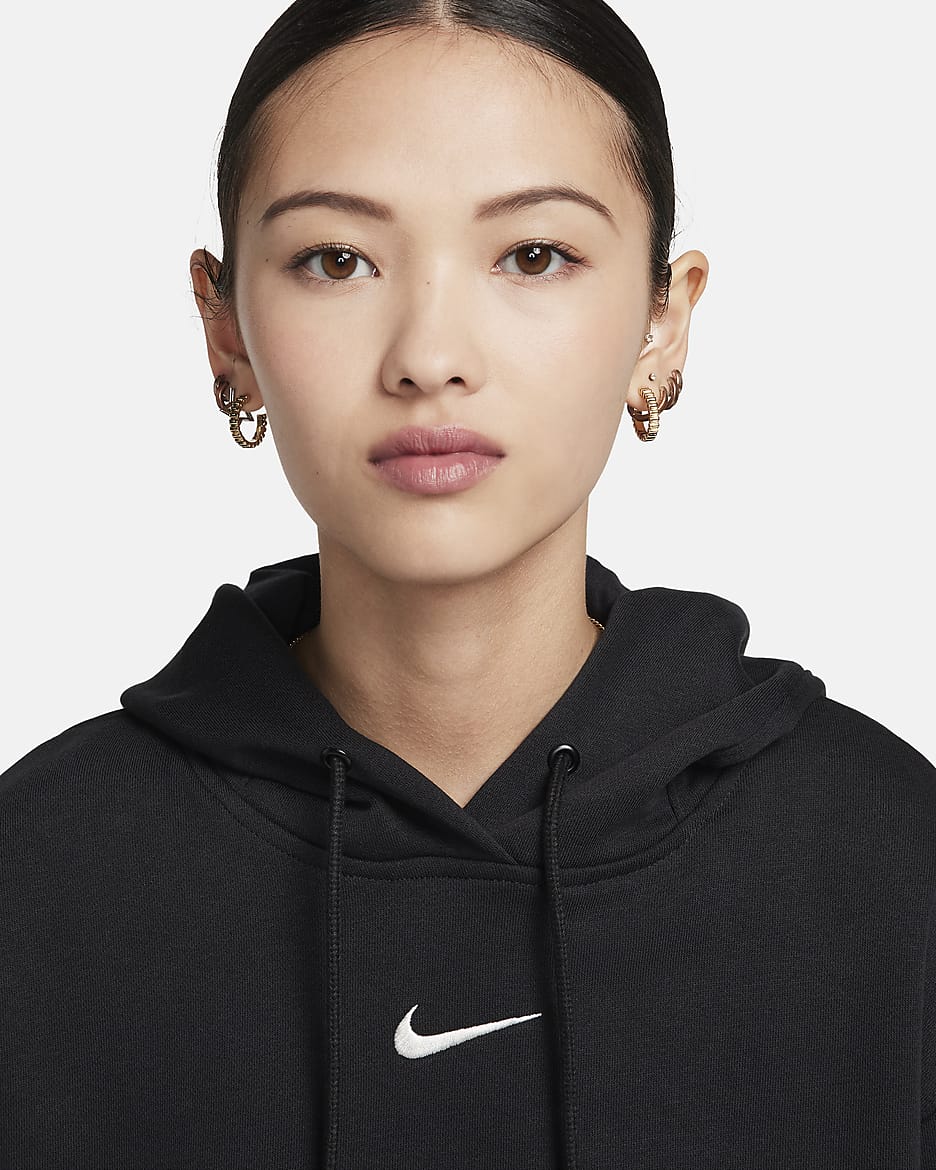 Nike Sportswear Phoenix Fleece Women's Oversized Sweatshirt French Terry Hoodie - Black/Sail