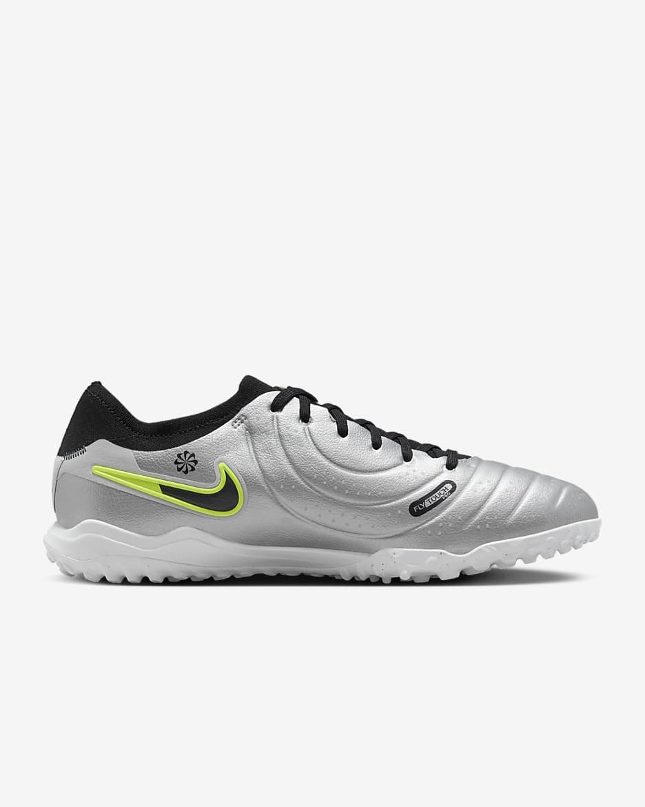 Nike Tiempo Legend 10 Pro Turf Low-Top Football Shoes - Metallic Silver/Volt/Black