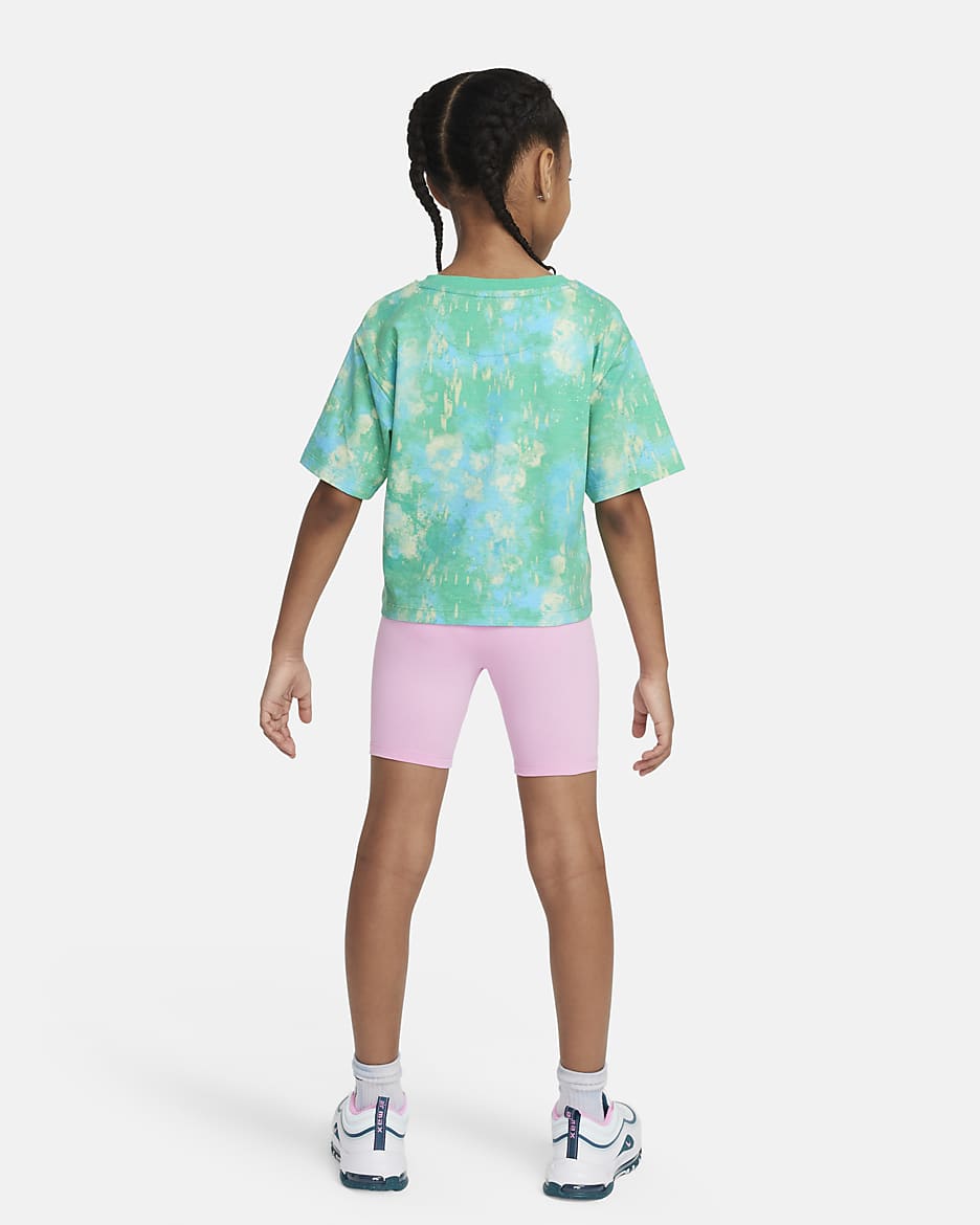 Conjunto de shorts de dos piezas para niños talla pequeña Nike - Rosa amanecer