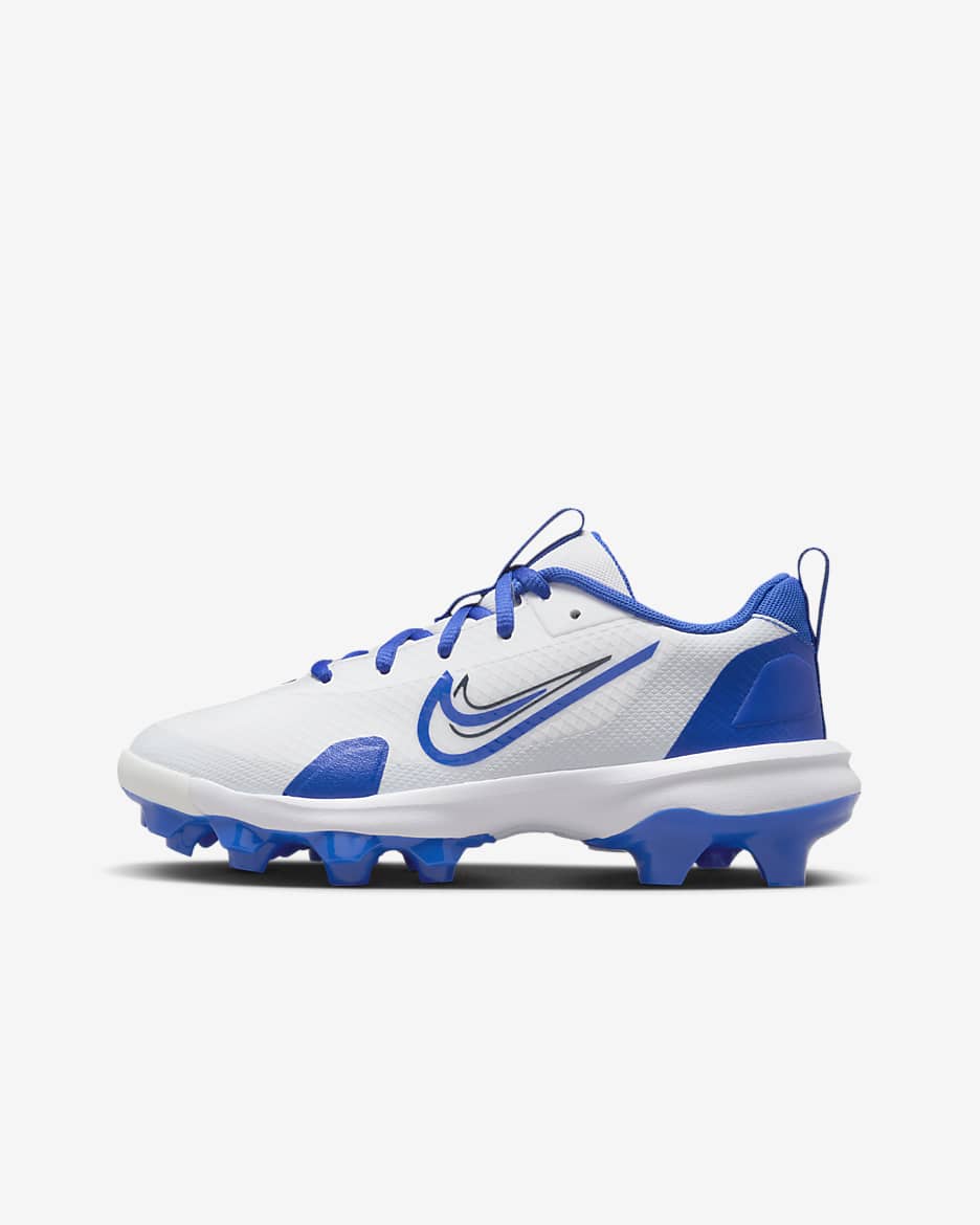 Tacos de béisbol para niños grandes Nike Force Trout 9 Pro MCS - Blanco/Azul marino medianoche/Gris fútbol/Hiperroyal