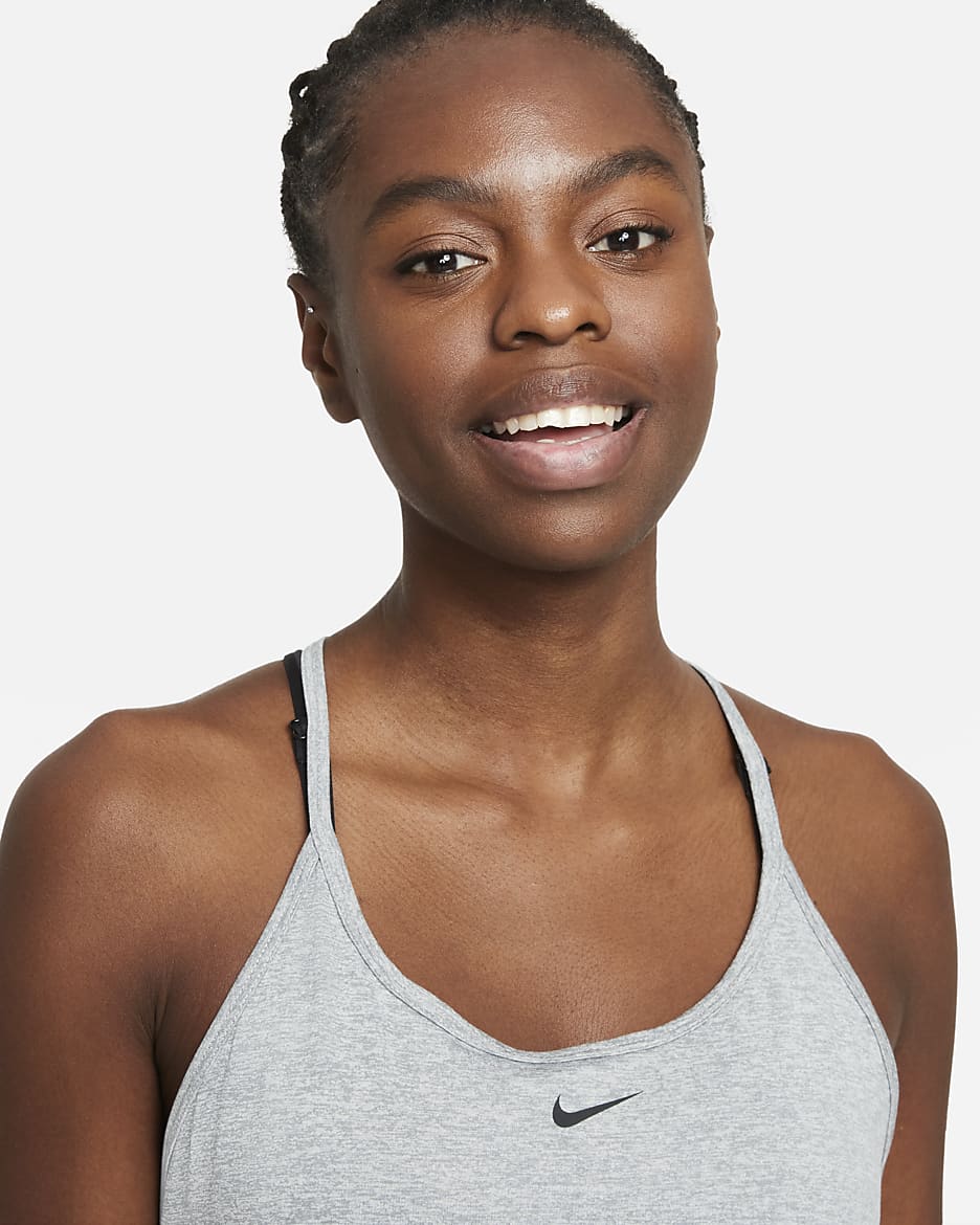 Nike Dri-FIT One Elastika Tanktop mit Standard-Passform für Damen - Particle Grey/Heather/Schwarz