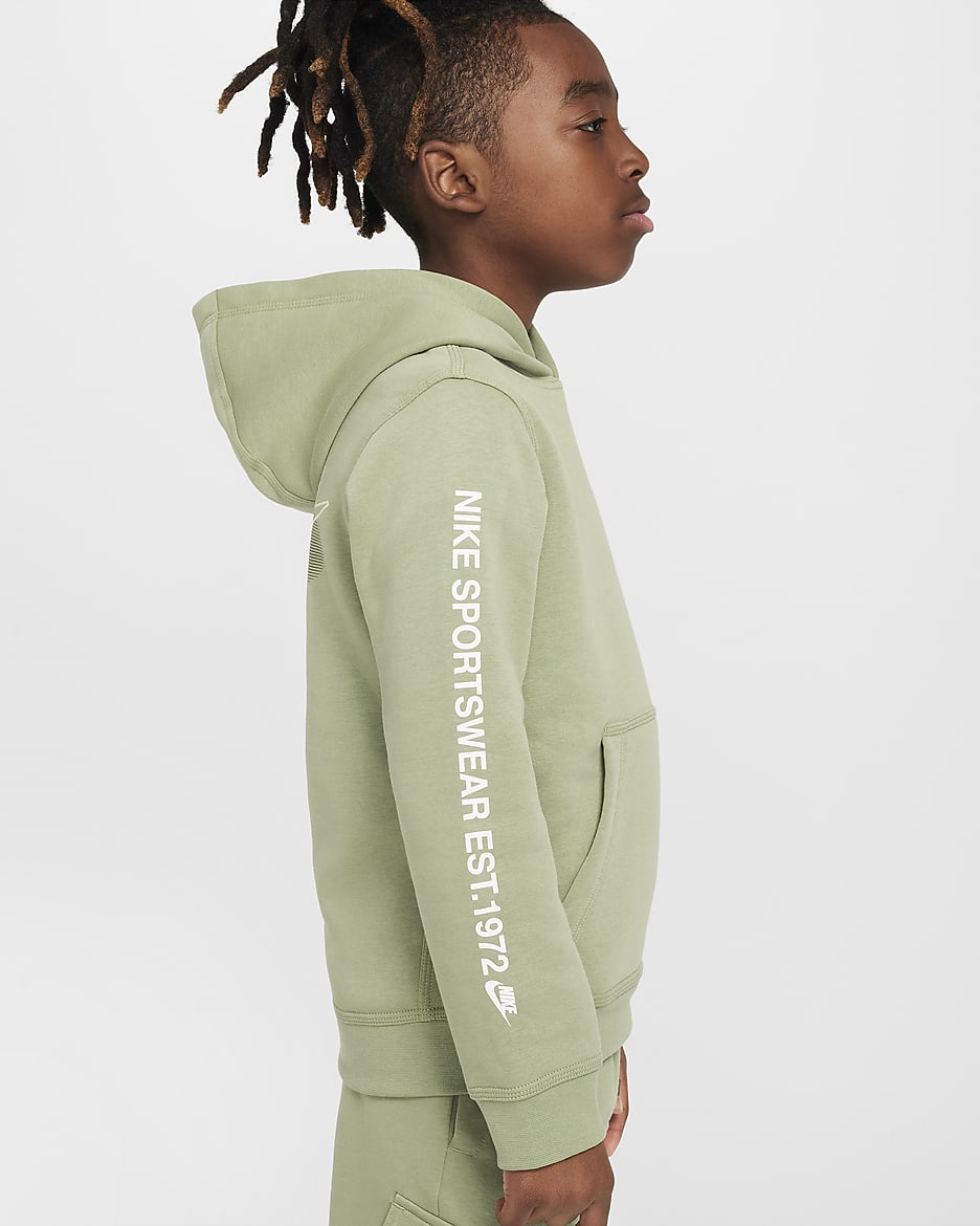 Nike Sportswear Standard Issue Older Kids' (Boys') Fleece Pullover Hoodie - Oil Green