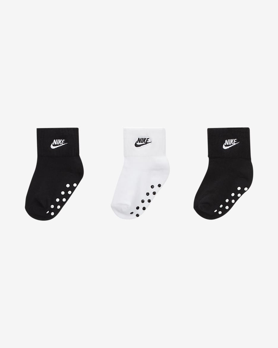 Calcetines de agarre infantiles Nike (3 pares) - Negro/Negro/Blanco